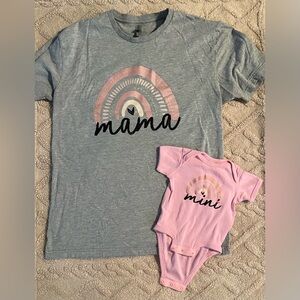 Mama & Mini Matching Short Sleeve Boho Rainbow Shirts - Baby 6M Woman’s Large